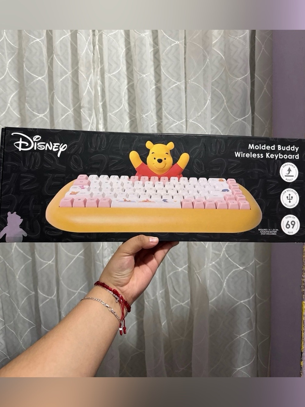 Disney Winnie the Pooh Yellow and Pink Molded Buddy Wireless Keyboard